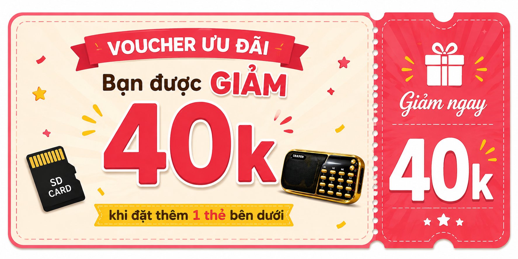 Voucher ưu đãi: giảm 40k khi đặt thêm 1 thẻ bên dưới với loa Craven 853